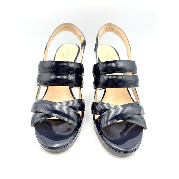Talbots Heels In Nantucket Patten Leather Strappy Navy Size 8 Pre-owned - Picture 1 of 9